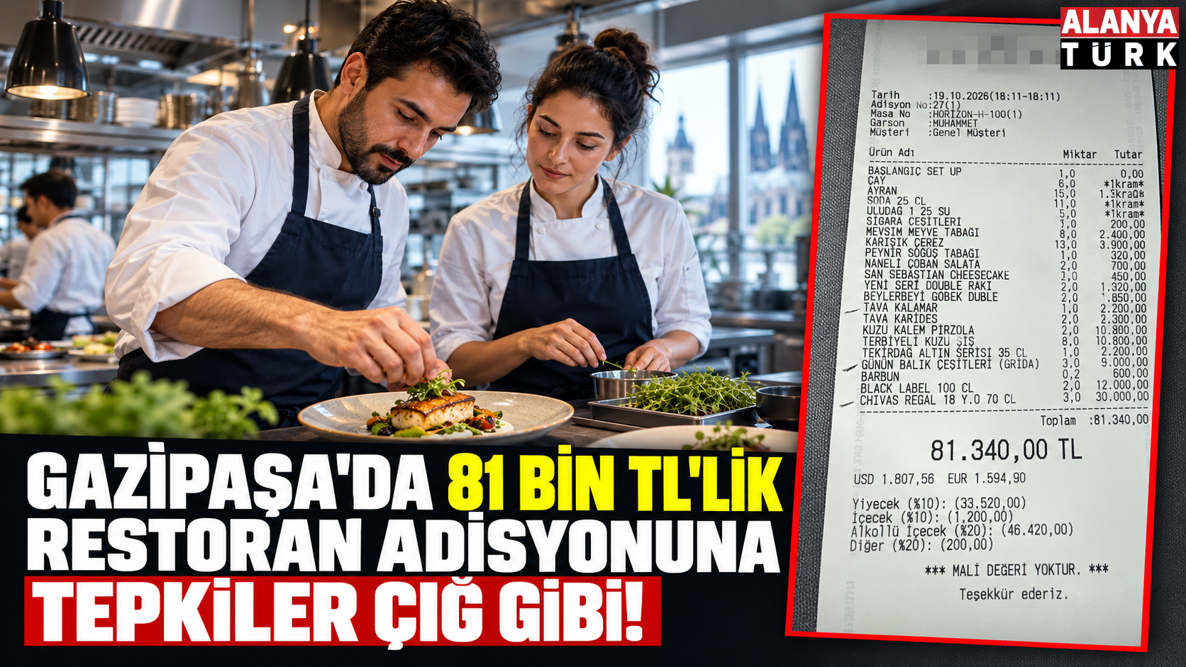 Gazipaşa'da 81 Bin TL'lik Restoran Adisyonuna Tepkiler Çığ Gibi!