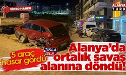 Alanya’da kontrolden çıkan otomobil, ortalığı savaş alanına çevirdi