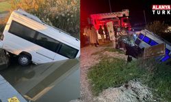 Minibüs sulama kanalına uçtu
