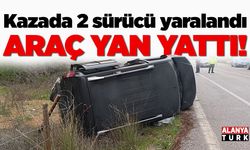 Otomobille çarpışan hafif ticari araç yan yattı: 2 yaralı