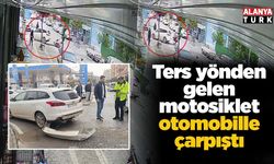 Ters yönden gelen motosiklet otomobille çarpıştı
