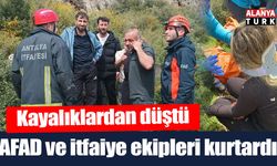 Kayalıklardan düşen kadını ekipler kurtardı