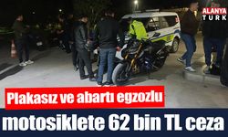 Plakasız ve abartı egzozlu motosiklete 62 bin TL ceza