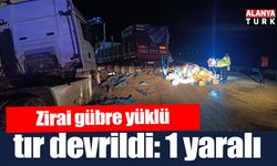 Zirai gübre yüklü tır devrildi: 1 yaralı