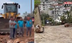 ALANYA'DA DEV KAYALAR EVLERİN ÜZERİNE YUVARLANDI!