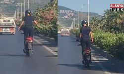 Alanya'da tehlikeli yolculuk cep telefonu kamerasında