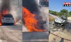 Antalya'da seyir halindeki otomobil alev topuna döndü