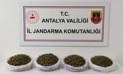 Alanya'da evde yapılan aramada 1 kilo 979 gram kubar esrar ele geçirildi