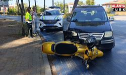 Hafif ticari araç motorlu bisiklete çarptı: 1 yaralı
