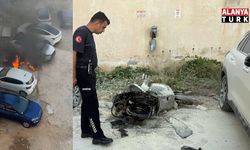 Park ettiği motosiklet alev topuna döndü, diğer araçlara sıçramaması için hayatını hiçe saydı