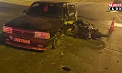 Otomobil ile çarpışan motosikletteki 2 kişi yaralandı