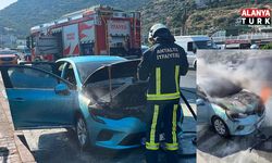 Seyir halindeki otomobil alev aldı, ilk müdahale orman işletme personelinden geldi