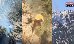 Akseki'de Gidengelmez Dağları bozuk ormanlık alanda yangın