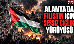 Alanya’da Filistin için “Sessiz Çığlık” yürüyüşü