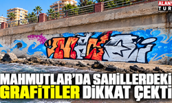 Mahmutlar'da sahilde bu grafitiler dikkat çekti