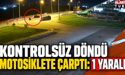 Kontrolsüz dönen otomobil motosiklete çarptı: 1 yaralı