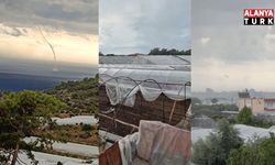 Kumluca’da sağanak etkili oldu, denizde çıkıp karaya ulaşan hortum seralara zarar verdi