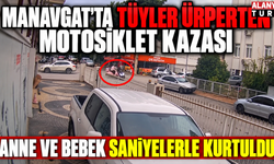 Manavgat'ta iki motosikletli kafa kafaya geldi: Bebek saniyelerle kurtuldu