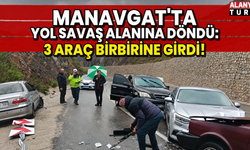 Manavgat'ta yol savaş alanına döndü: 3 araç birbirine girdi