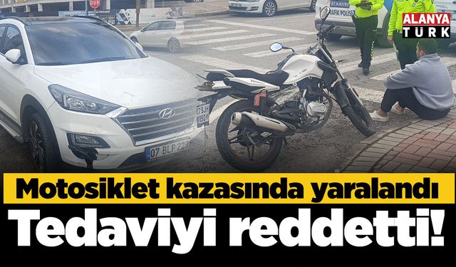 Otomobille çarpışan motosikletli tedaviyi kabul etmedi