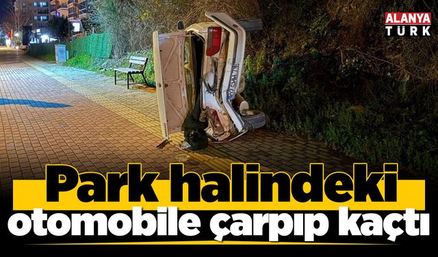 Park halindeki otomobile çarpıp kaçtı