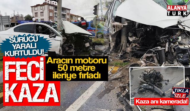 Sinyalizasyon direğine çarpan otomobil parçalandı: 1 yaralı