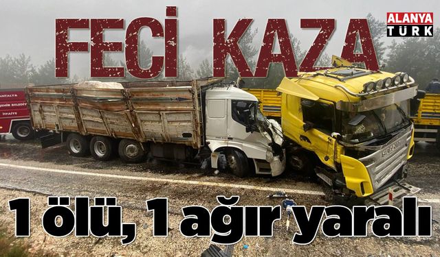 Tır ile kamyon kafa kafaya çarpıştı; 1 ölü, 1 ağır yaralı