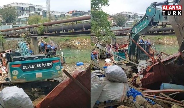 Alanya’da çardaklar Dim Çayı'nda sürüklenmişti! DSİ temizlik çalışması başlattı