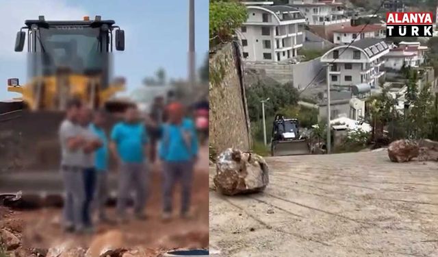 ALANYA'DA DEV KAYALAR EVLERİN ÜZERİNE YUVARLANDI!