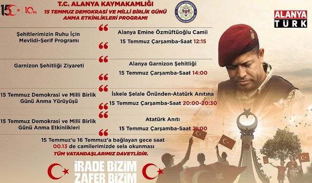 Alanya’da 15 Temmuz’un 10. Yılında Anma Programı Belli Oldu