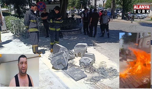 İşletme sahibi 800 bin lira ceza yemesine sebep olan ses sistemini belediye önünde benzin döküp yaktı