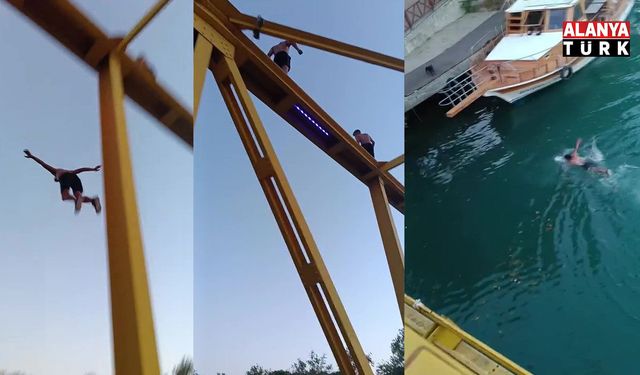 Manavgat'ta 20 metre yükseklikteki köprüden çocukların tehlikeli atlayışı