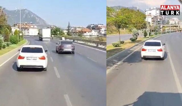 Alanya’da itfaiyeye yol vermeyen sürücü cep telefonu kamerasında