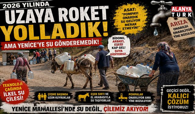 2026 yılında Alanya’da su çilesi! Vatandaş çeşmeden eşek sırtında su taşıyor