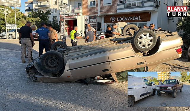 Kamyonet ile çarpışan otomobil ters döndü: 1 yaralı