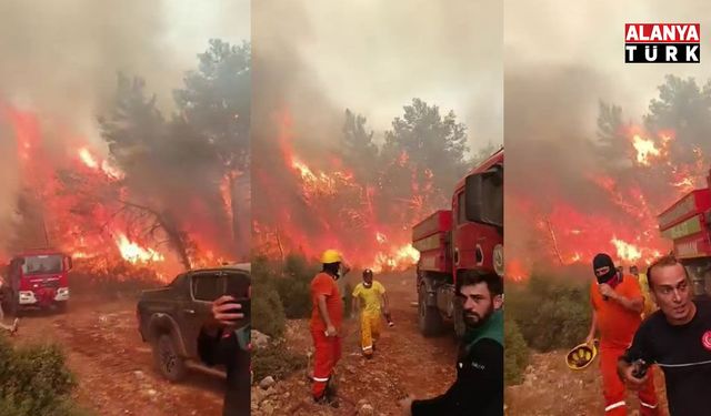 Antalya'da ekipler alevlerin arasında kalmaktan son anda kurtuldu