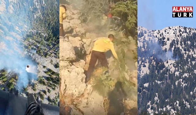Akseki'de Gidengelmez Dağları bozuk ormanlık alanda yangın