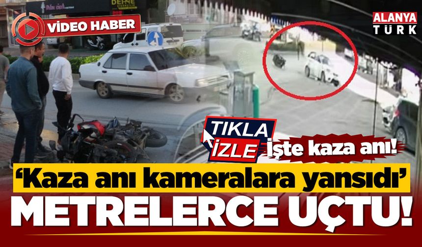 Otomobille çarpışan motosikletli, metrelerce havaya savruldu