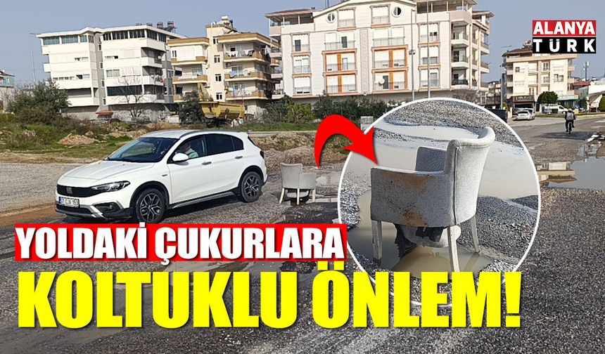 Yağışların sebep olduğu yoldaki çukura koltuklu önlem