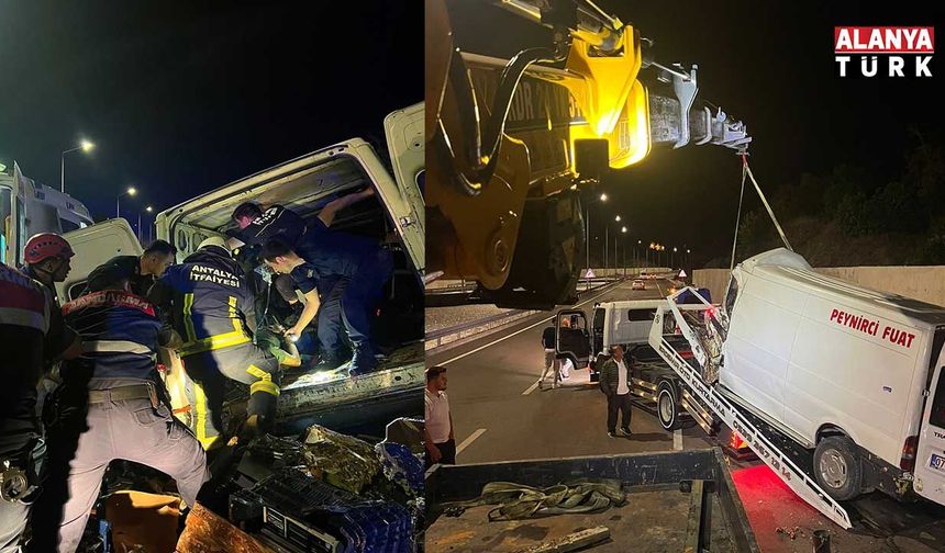 Alanya'da beton istinat duvarına çarpan sürücü hastanede öldü