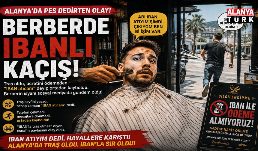 Alanya'da Berberde "IBAN" Krizi! Tıraş Oldu, "IBAN Atacağım" Deyip Kayboldu