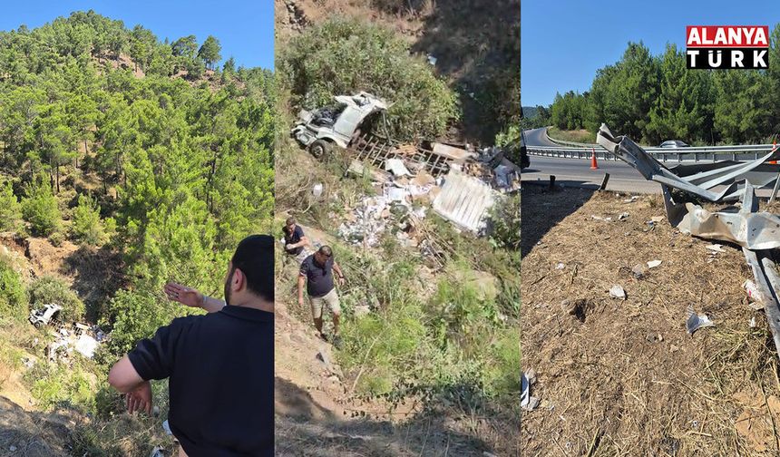 Kumluca'da şarampole devrilen kamyon şoförü hayatını kaybetti
