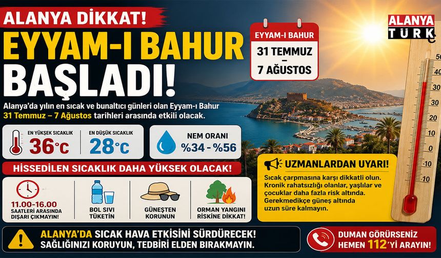 Alanya'da Eyyam-ı Bahur Alarmı! En Sıcak Günler Başladı, 7 Ağustos'a Kadar Sürecek