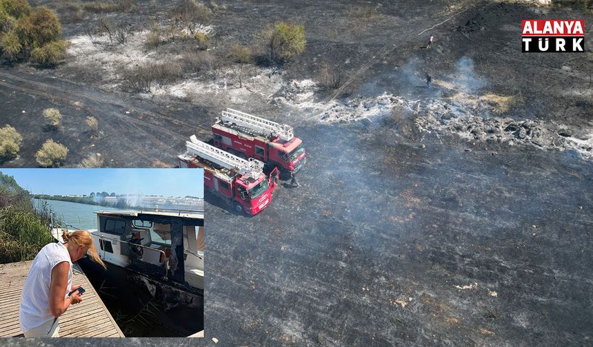 Rüzgarın büyüttüğü yangın villanın bahçesine sıçradı, milyonluk tekne hasar gördü
