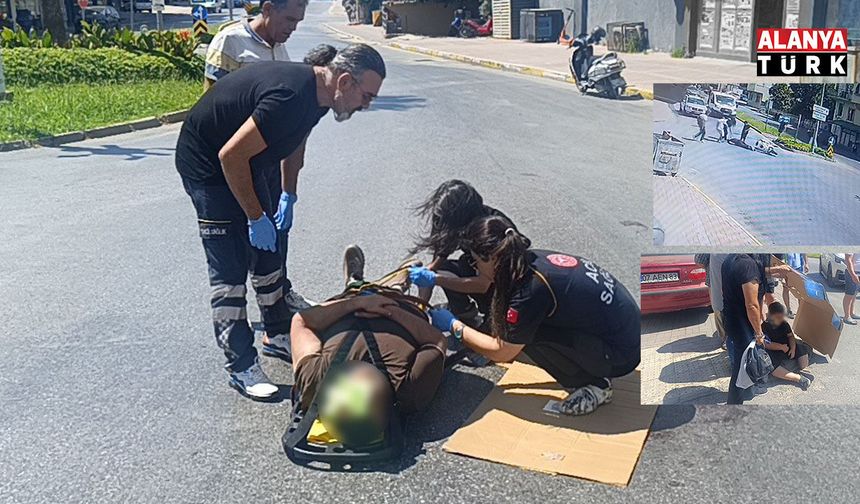 'DUR' levhasına uymayan otomobile çarpmamak için fren yaptı sürüklenen motosikletteki baba-oğul yaralandı